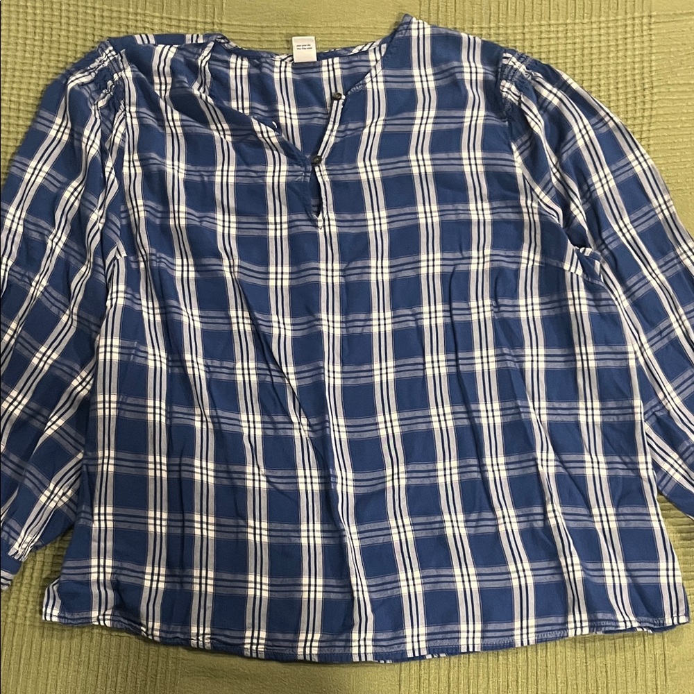 Old Navy Blue and White Plaid Blouse